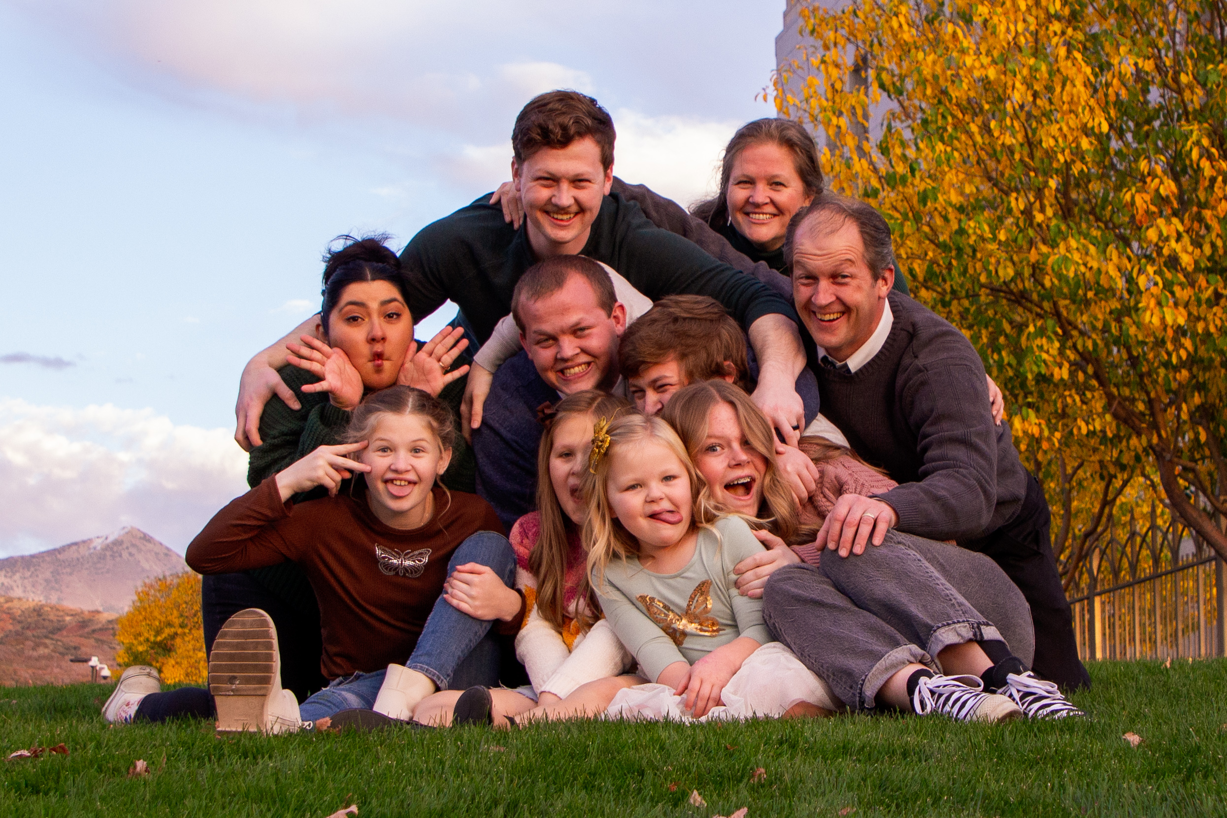 Family making silly faces