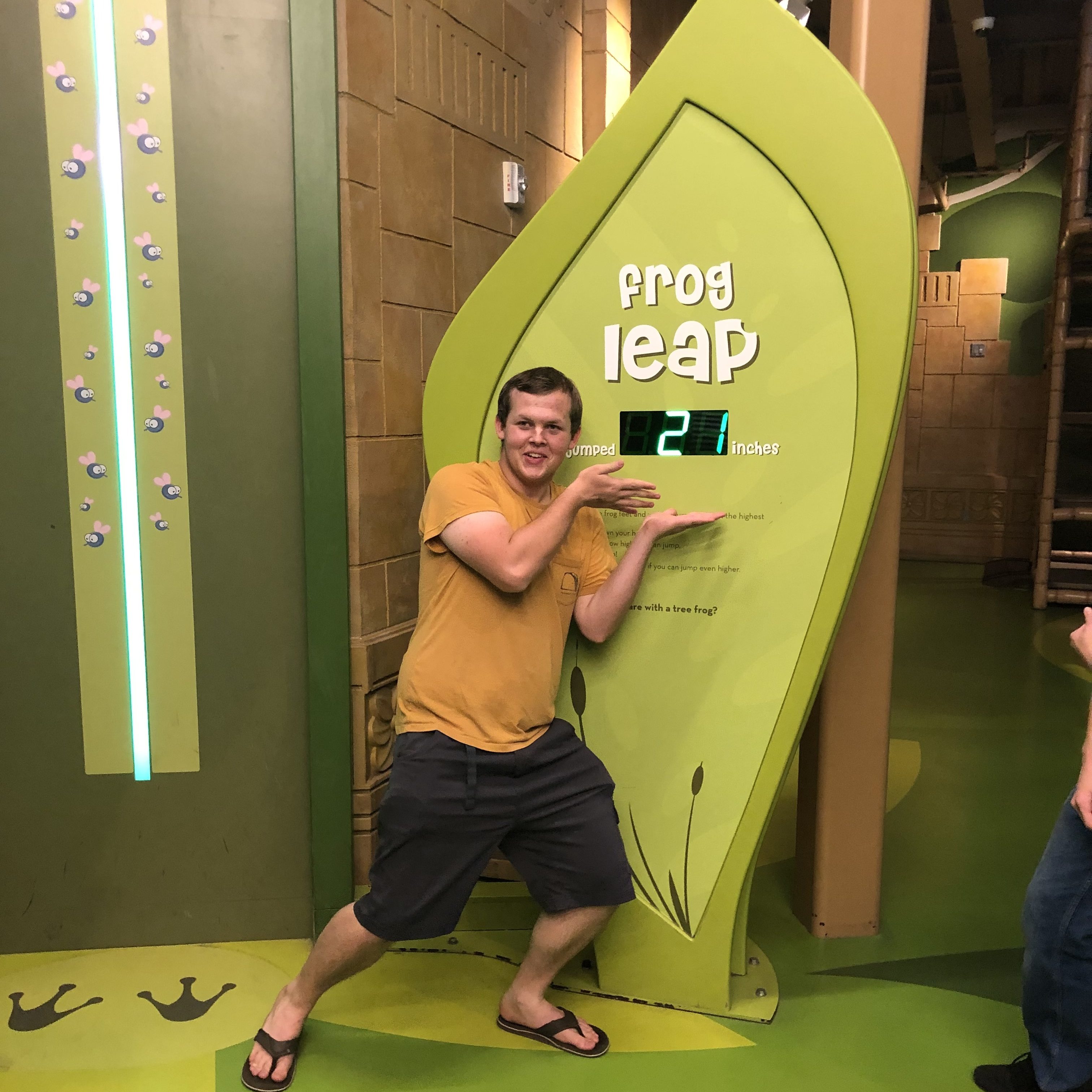 Brother showing off his high jump score.